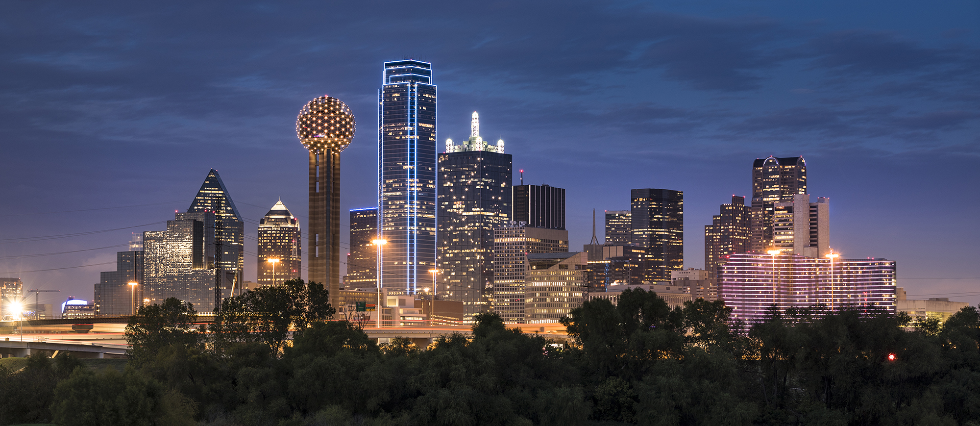 Dallas Texas Skyline and Reunion Tower panoramic